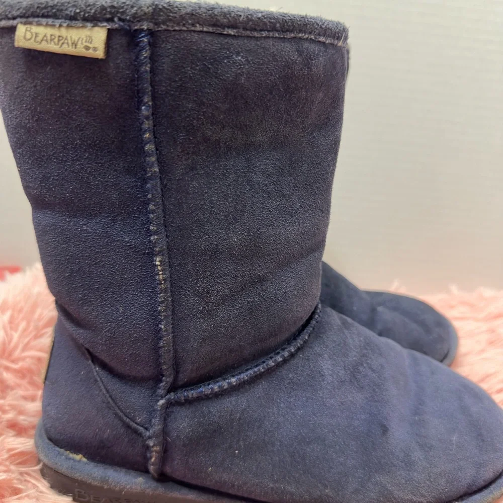 GUC‎ BearPaw Navy Suede Women's Sheepskin Neverwet Boots Size 8